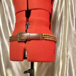 Beaded bohemian Western festival Brown and Tan Belt